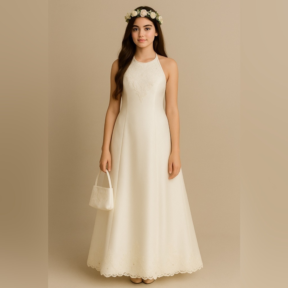 Cream Lace Flower Girl Dress